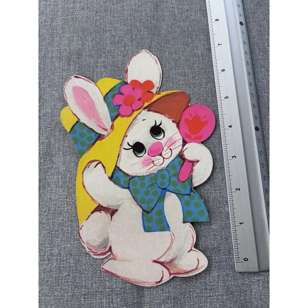 Vintage Holiday Wall Decorations Easter Bunny Rabbit Die Cut Epherema Paper 80's